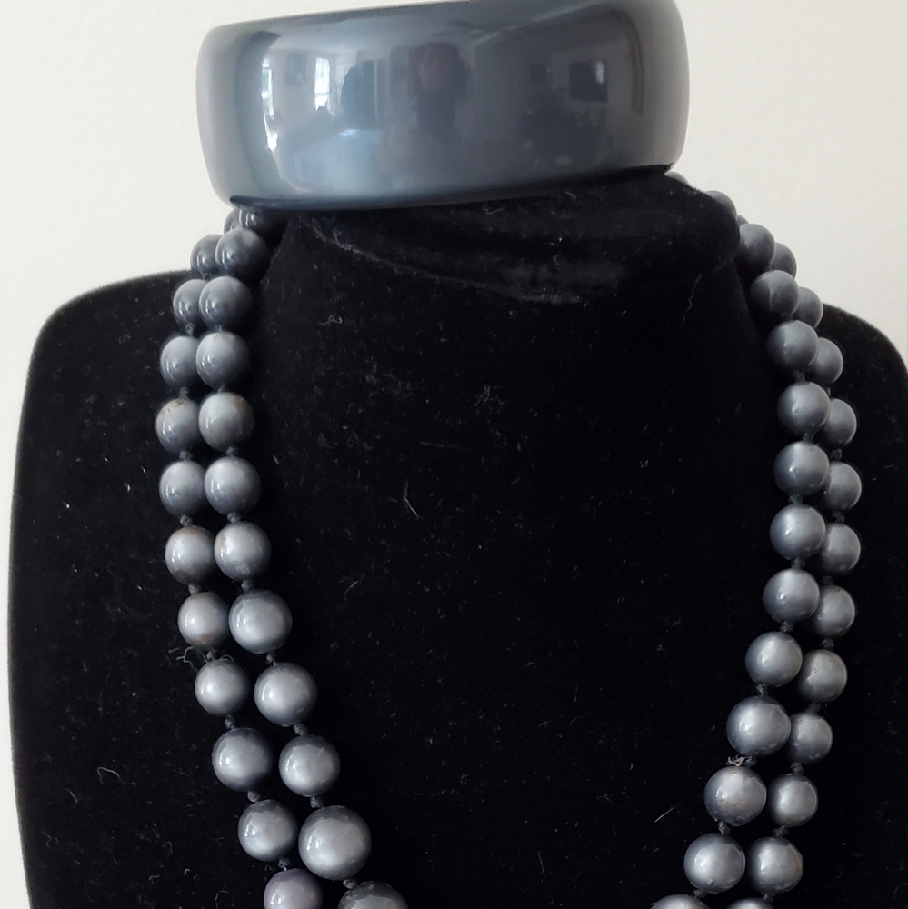 Vintage Moonglow double strand necklace and bangle